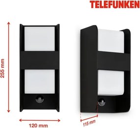 Telefunken 321105TF-Érzékelős kültéri fali lámpa 1xE27/12W/230V IP44 fekete