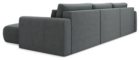 Sötétszürke kinyitható-tárolóhelyes (U alakú) sarokkanapé Kapua – Makamii