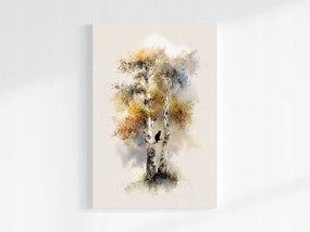 Canvas Vászonkép Természet Fa Ősz Nyírfa Fekete Macska 80x120