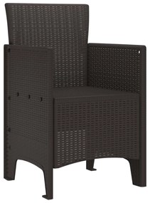 vidaXL Kerti Szék párnával 2 pcs Barna 53 x 49 x 85 cm Polipropilén