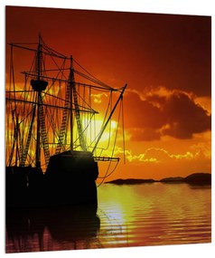 Hajó képe naplementekor (30x30 cm)