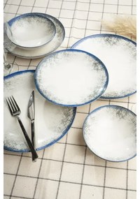 24 részes étkészlet, fehér/kék, porcelán