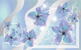 Flizelin fotótapéta Virágok Kék hullámok dísz 200x140 +ragasztó