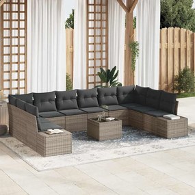Kerti Kanapé Szett 11 pcs Szürke 344 x 209 x 85 cm Poli rattan