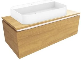 Fürdőszobaszekrény mosdókagylóval és fedőlappal SAT Feel 100x30x46 cm Mézes tölgy sakk-matt SATFEEL100DMDU