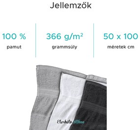 BIBAZ szürke törölköző 50x100 cm, 100% pamut