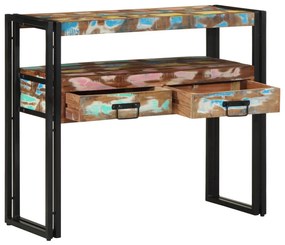 Végasztalok Többszínű 90x33x75 cm Tömör újrahasznosított fa és fém
