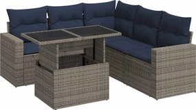 vidaXL 6 részes szürke polyrattan akácfa kerti ülőgarnitúra párnákkal