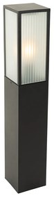 Álló kültéri lámpa fekete bordázott üveggel 80 cm IP44 - Charlois