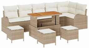 vidaXL Kerti Kanapé Szett párnával tárolóval 10 pcs Beige és krém