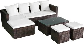 vidaXL 4-részes barna polyrattan kerti bútorszett párnákkal