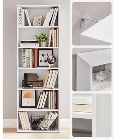 VASAGLE könyvespolc 24 × 60 × 178,5 cm, fehér színben