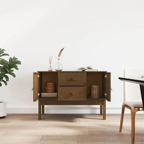 mézbarna tömör fenyőfa tálalószekrény 110 x 40 x 78 cm