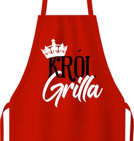 Szakács kötény Pamut Piros Ajándék Grillkirálynak Minták