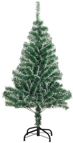 műkarácsonyfa 150 LED-del, gömbszettel és hópehellyel 150 cm