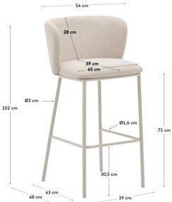 Bézs bárszék (ülésmagasság 75 cm) Ciselia – Kave Home