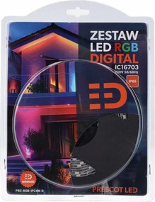 Vízálló Led szett 5 méteres digitális Led szalaggal többszínű 24W IP65