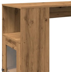 vidaXL kézműves tölgy szerelt fa bárasztal tárolókkal 101x40x103,5 cm