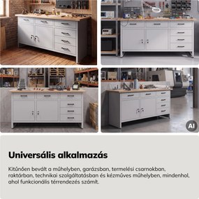 Műhelyasztal fiókokkal, szürke színű, 1700x850x600 mm: HENRY
