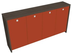 Verno közepes gardrób 248 x 46 x 130 cm, üvegajtó, antracit tölgy / narancs