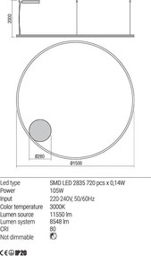 Függeszték Fehér ORBIT REDO 01-1718-TRIAC