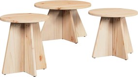 vidaXL Dohányzóasztal 3 pcs Természetes