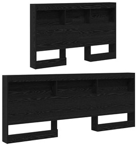 Tároló fejtámla polcokkal tárolóval Musta tammi 120 cm Faanyag