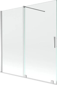 Mexen Velar 2-részes elhúzható fürdőkádparaván 160 x 150 cm, átlátszó, króm - 896-160-000-01-01