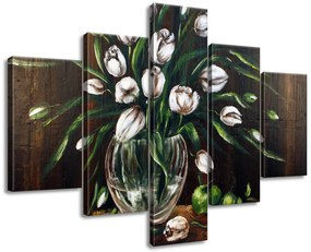 Gario Kézzel festett kép Festet tulipánok - 5 részes Méret: 100 x 70 cm