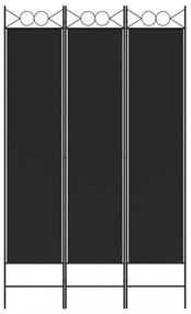3-paneles fekete szövet térelválasztó 120 x 200 cm