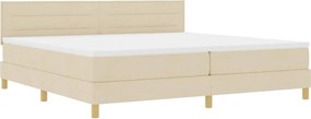 vidaXL LED Box Spring Ágy matracmal leddel Krém 200 x 200 cm szövet