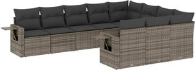 vidaXL 10 részes szürke polyrattan kerti ülőgarnitúra párnákkal