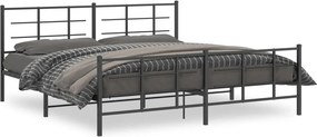 vidaXL fekete fém ágykeret fej- és lábtámlával 193 x 203 cm