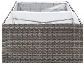 szürke polyrattan kerti ültetőláda 157 x 80 x 40 cm