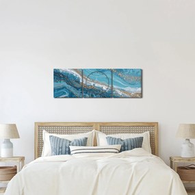 Kép - Világoskék márvány arannyal I. (órával) (90x30 cm)