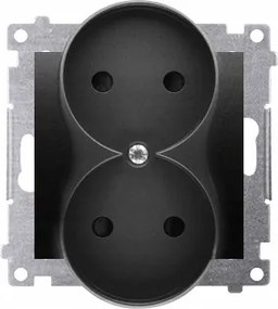 Simon 54 Dupla Dugaszoló Aljzat Földelés Nélkül Rekesz Fekete Matt