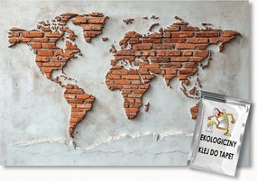 Fotótapéta Flizelina Fal Beton Térkép Világ Kontinens Tégla 150x105 ragasztó