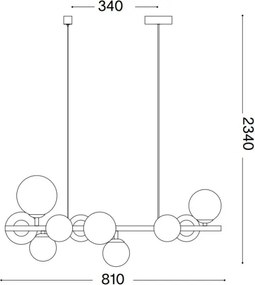Ideal Lux - LED csillár kábelen PERLAGE 10xG9/3W/230V 81 cm fekete/füstszínű