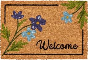 Kókusz szőnyeg Welcome Virágok bejárati cipőszőnyeg otthonra