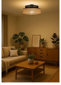 Mennyezeti lámpa BOHO 1xE27/60W/230V átm. 40 cm fekete/rattan