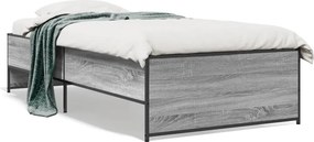 vidaXL sonoma tölgyszínű szerelt fa és fém ágykeret 75 x 190 cm
