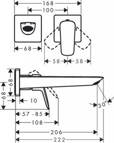 Hansgrohe Logis, Finom vakolat alatti mosdócsaptelep, 2 lyukú telepítés, EcoSmart, króm, 71256000