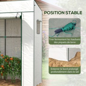 Outsunny PE Kerti Üvegház, Erkély Üvegház, Megerősített 140 g/m² Borítás, Acél Váz, Felgombolható Cipzáras Ajtó, 2 Ablak, Zöldségek, Növények, Virágok