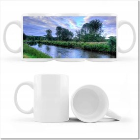 Fotó bögre Folyó este a fák és rétek között