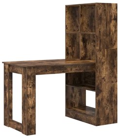 Asztal polcokkal Füstölt tölgy 122 x 67 x 145 cm Faanyag