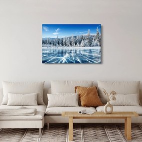 Kép a befagyott tóról és a havas fákról (90x60 cm)