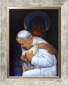 Totus Tuus Jan Pál II Szakrális Kép Fehér Díszkeretben 30X40
