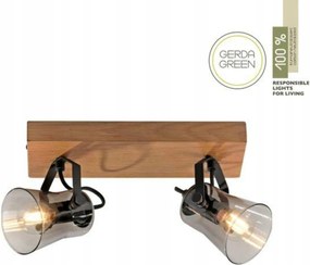 Just Light mennyezeti lámpa tölgyfa/füstölt üveg, 2xE14, forgatható, öko design