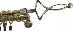 Függönykarnis, fém, fi16+16 twist, Antik Arany, 200cm, galvanizált