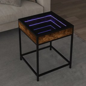 Füstös tölgy végtelen hatású LED-es dohányzóasztal 40x40x51 cm
